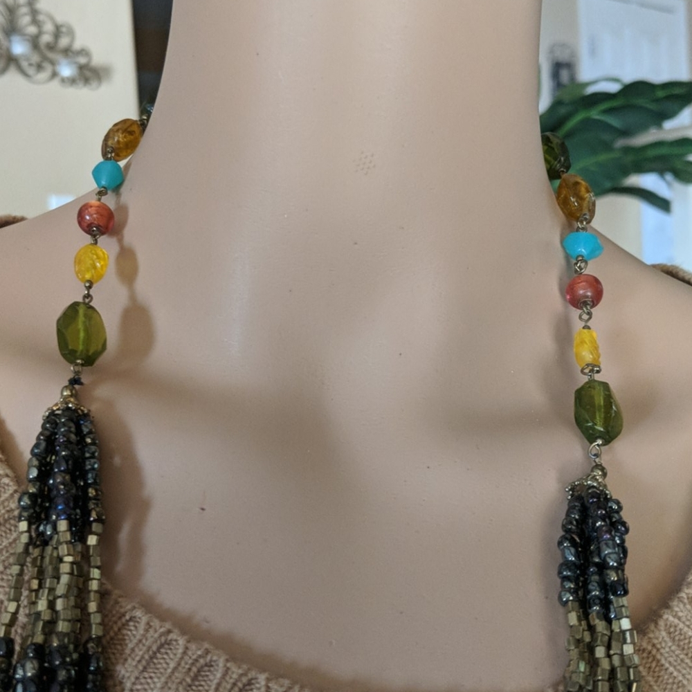 Layered Multi Colored Bead Necklace - image 2